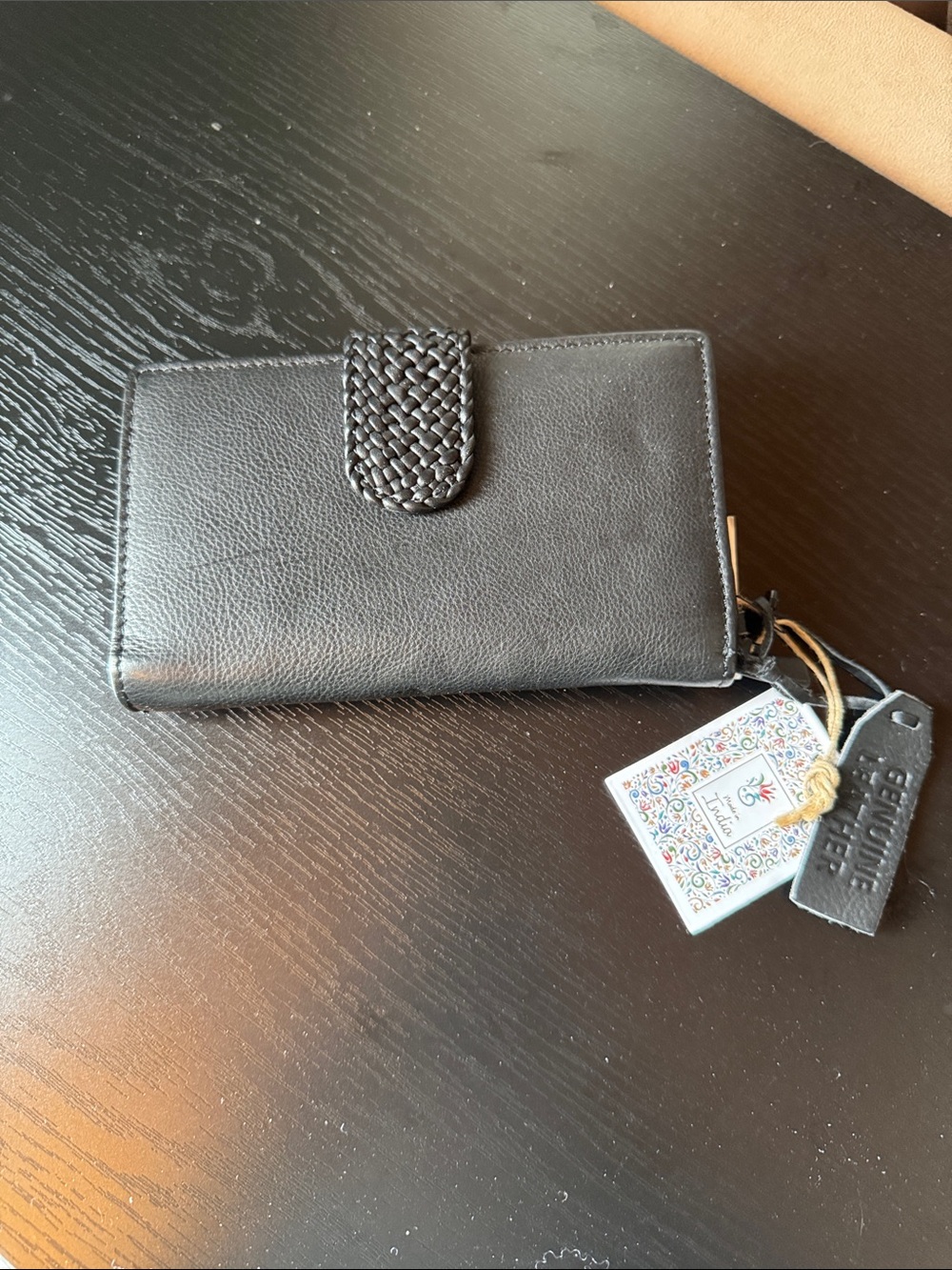 Women's Black Woven-Trim Wallet